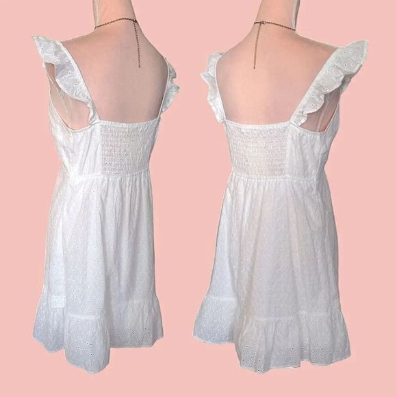 Live To Be Spoiled White Ruffled Eyelet Bodycon Dress With Cutout XL NWT - Picture 9 of 17